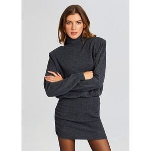 Ser.o.ya‎ Alexandria Sweater Dress Large Gray Turtleneck Blouson Long Sleeve